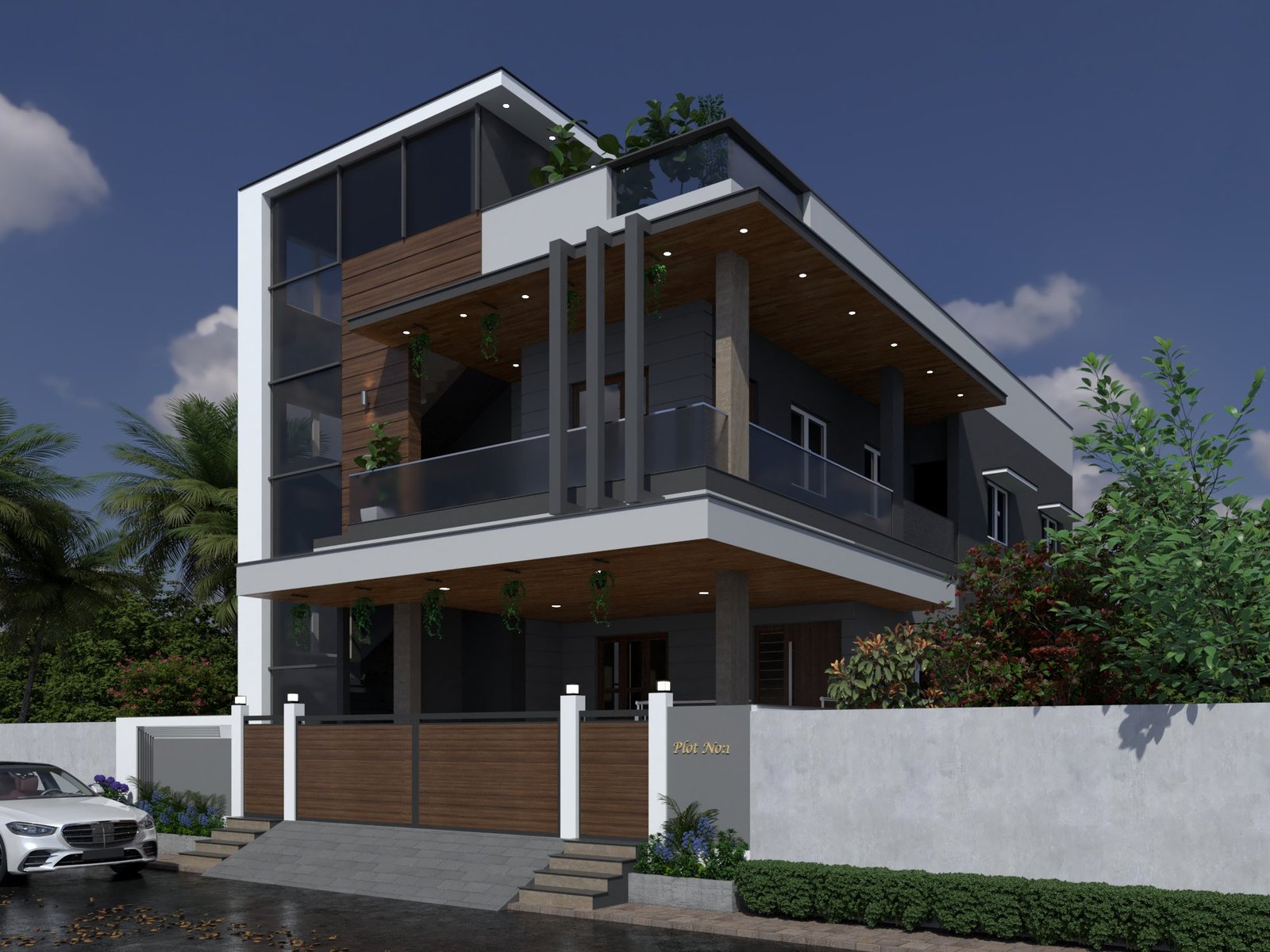 Villa architecture elevation Gridstone Chennai